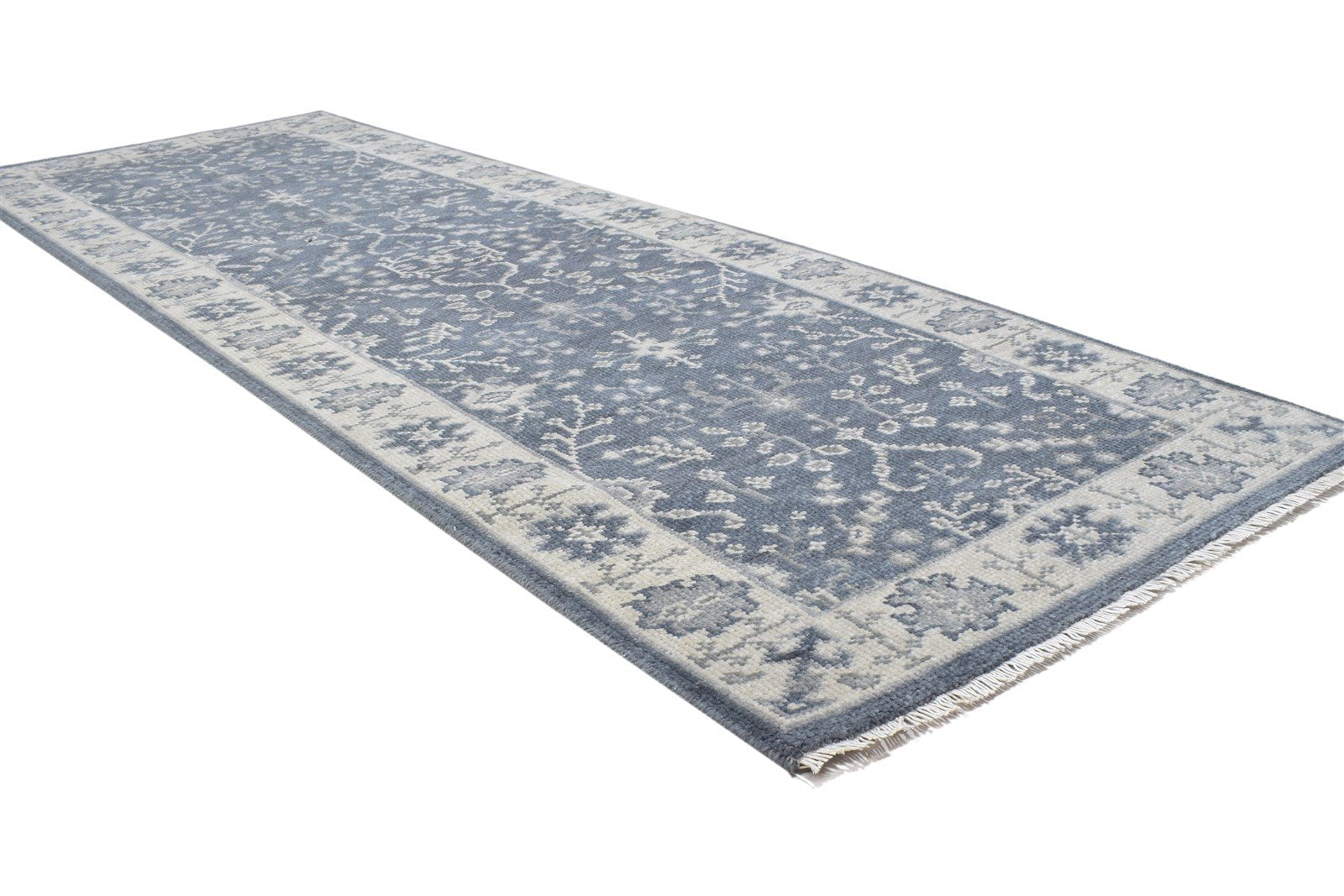 3X9 Rug Wool Charcoal Persian Hand Knotted Sarouk-Indian Oriental Small Runner 7864861786261