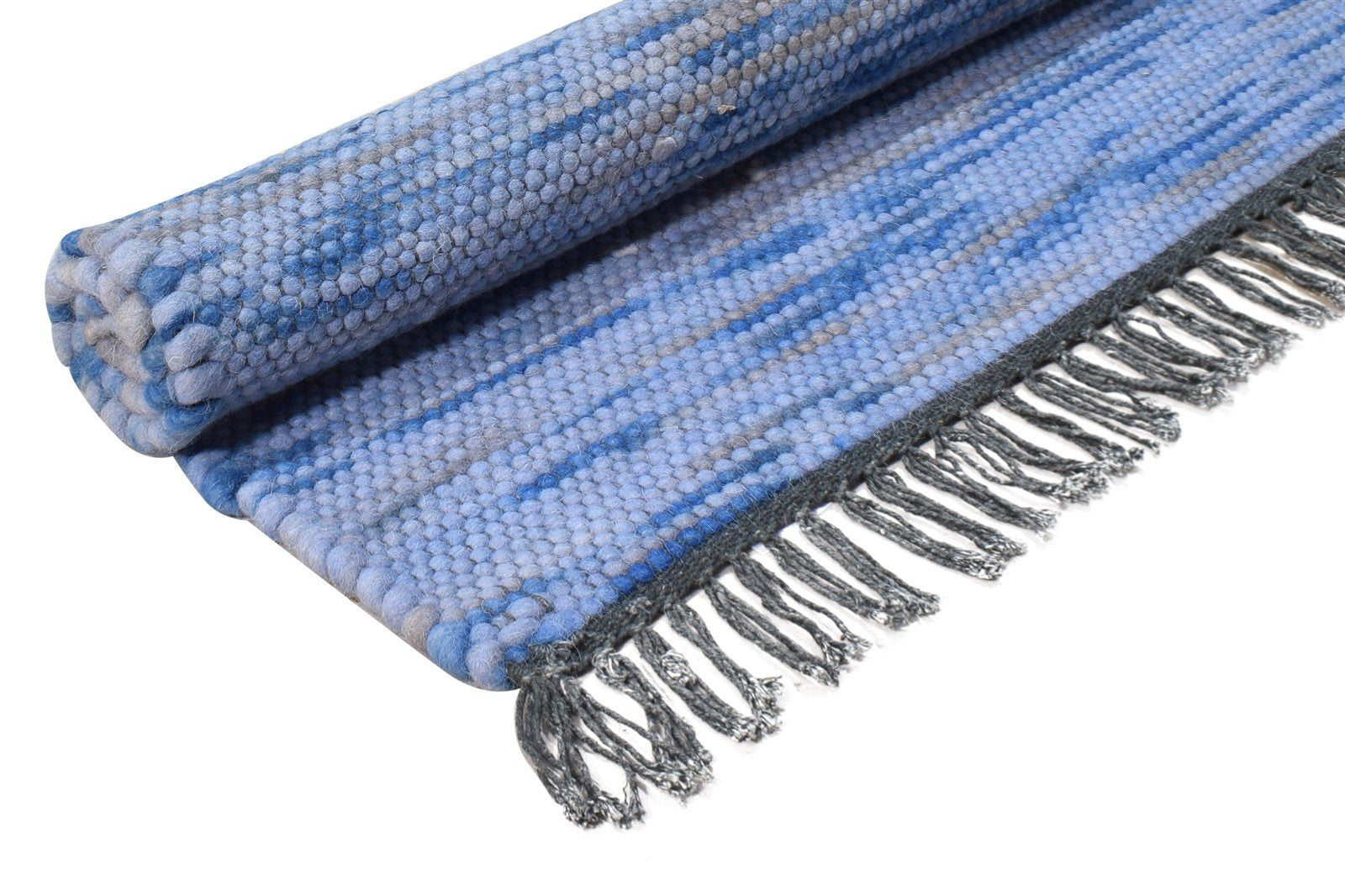 4' X 3' Rug Wool Blue Modern Hand Woven Scandinavian Abstract Room Size Carpet 7865071566997