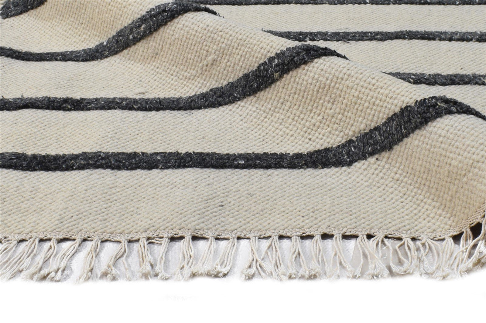 4' X 3' Rug Wool Cream Modern Dhurrie French Floral Room Size Carpet 7865080840341