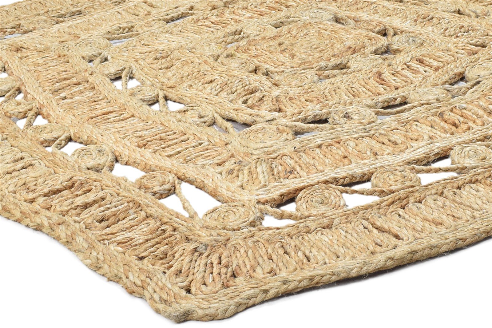4' X 4' Rug Jute Beige Modern Hand Woven Scandinavian Solid Room Size Carpet 7864818466965
