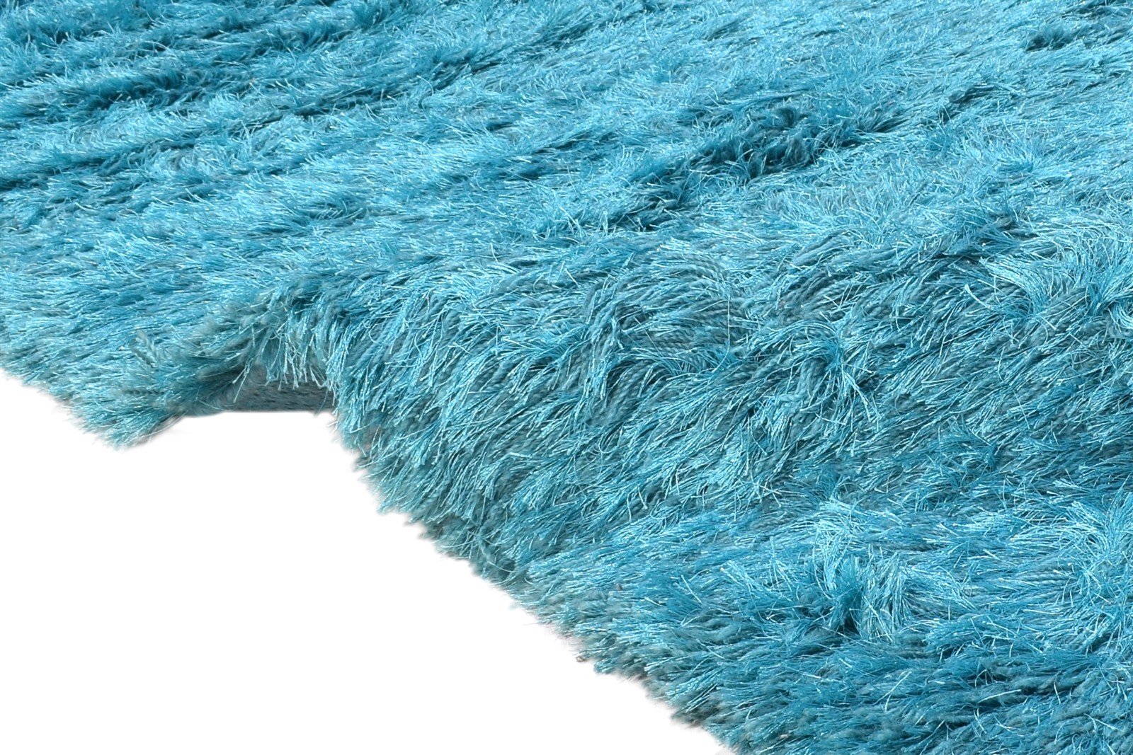 4' X 5' Rug Polyester Blue Shag Hand Woven Scandinavian Solid Room Size Carpet 7865109348501