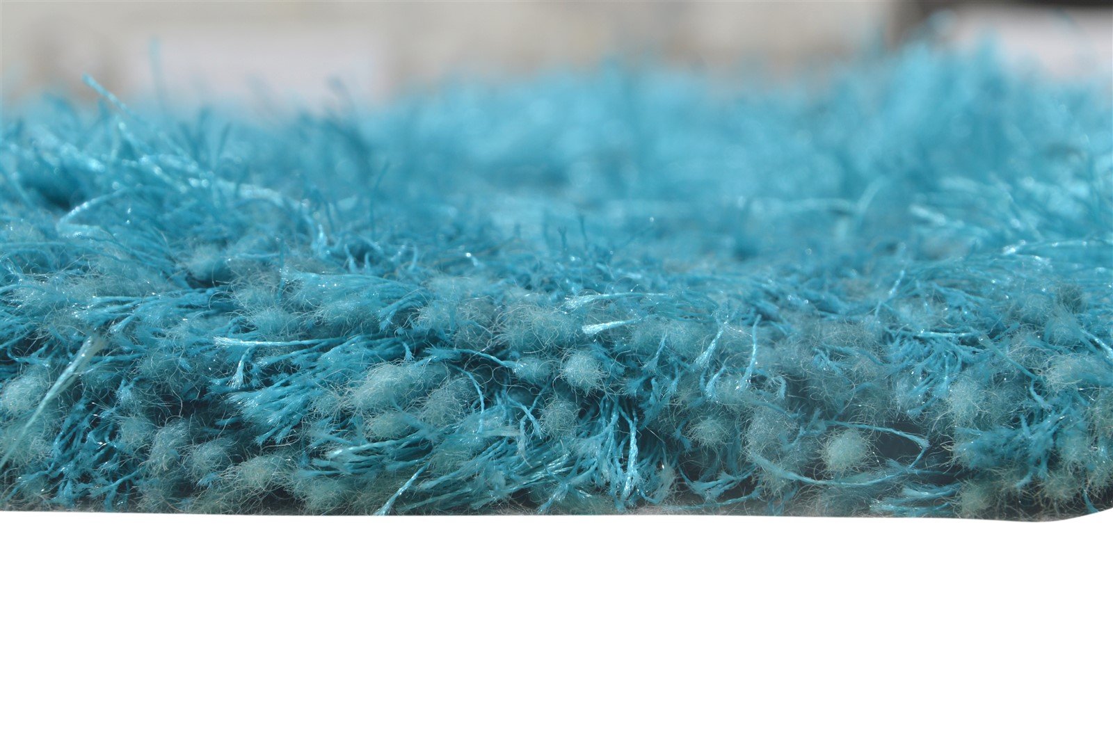 4' X 5' Rug Polyester Blue Shag Hand Woven Scandinavian Solid Room Size Carpet 7865109348501