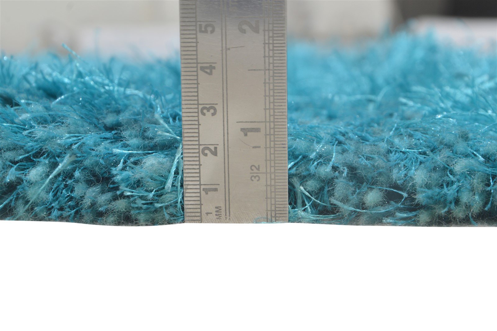 4' X 5' Rug Polyester Blue Shag Hand Woven Scandinavian Solid Room Size Carpet 7865109348501