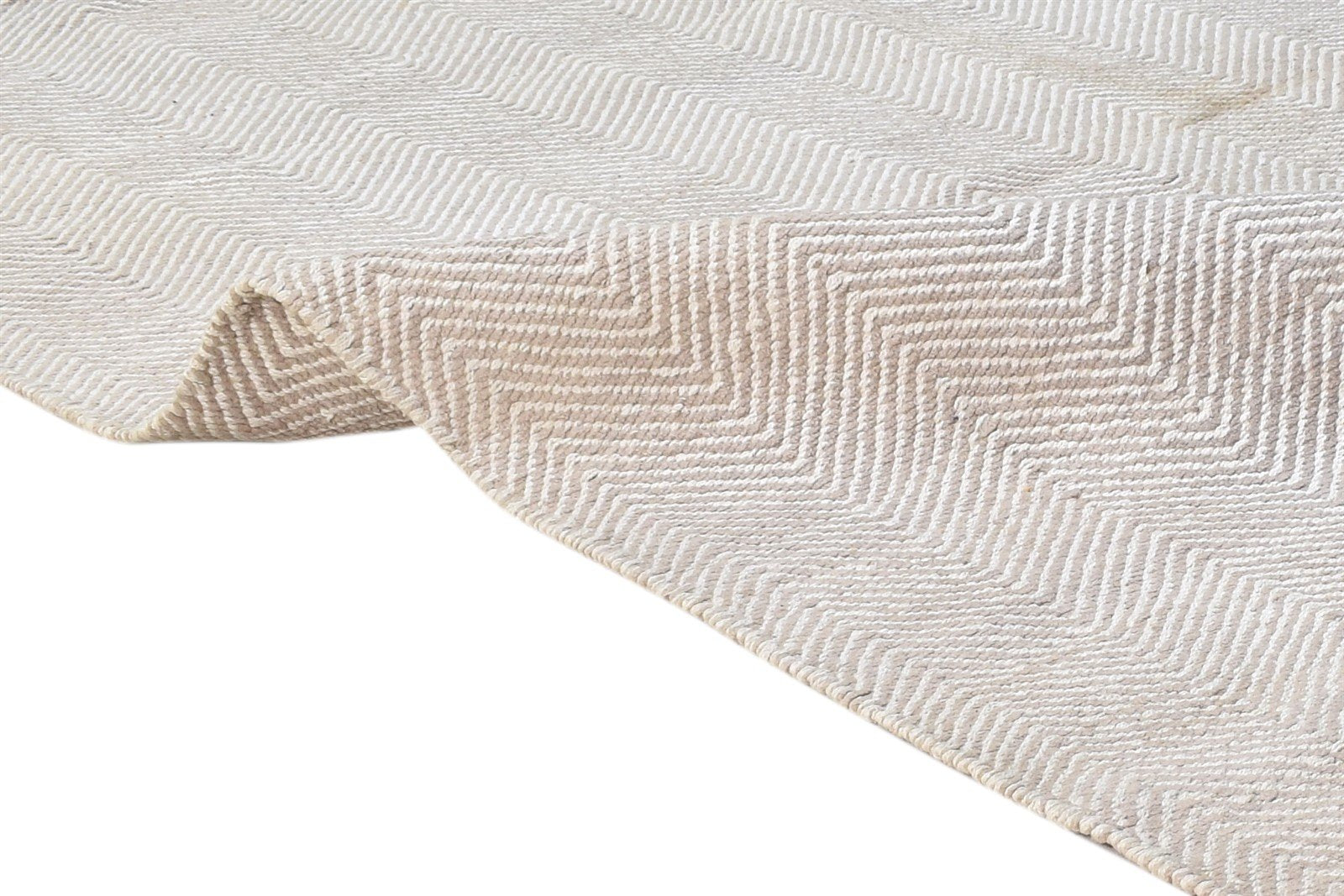 4' X 5' Rug Wool Beige Modern Dhurrie Scandinavian Chevron Room Size Carpet 7865142542485