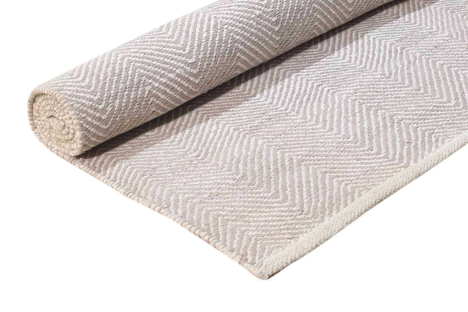 4' X 5' Rug Wool Beige Modern Dhurrie Scandinavian Chevron Room Size Carpet 7865142542485