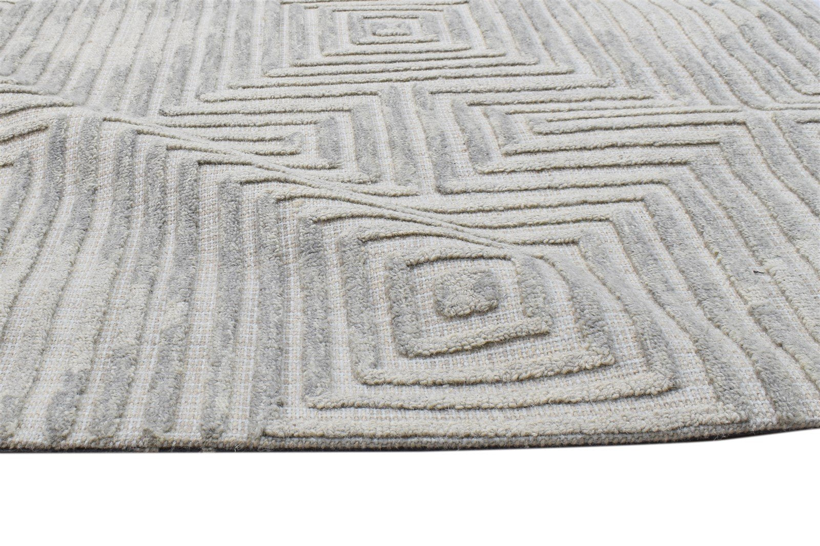 4' X 5' Rug Wool Grey Modern Hand Tufted Scandinavian Trellis Room Size Carpet 7864145969301
