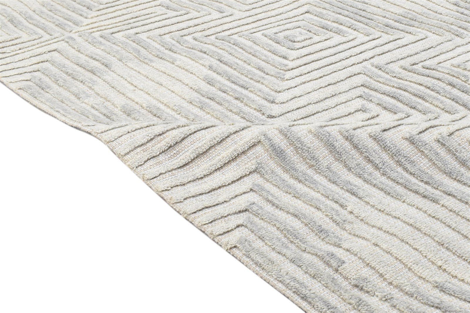4' X 5' Rug Wool Grey Modern Hand Tufted Scandinavian Trellis Room Size Carpet 7864145969301