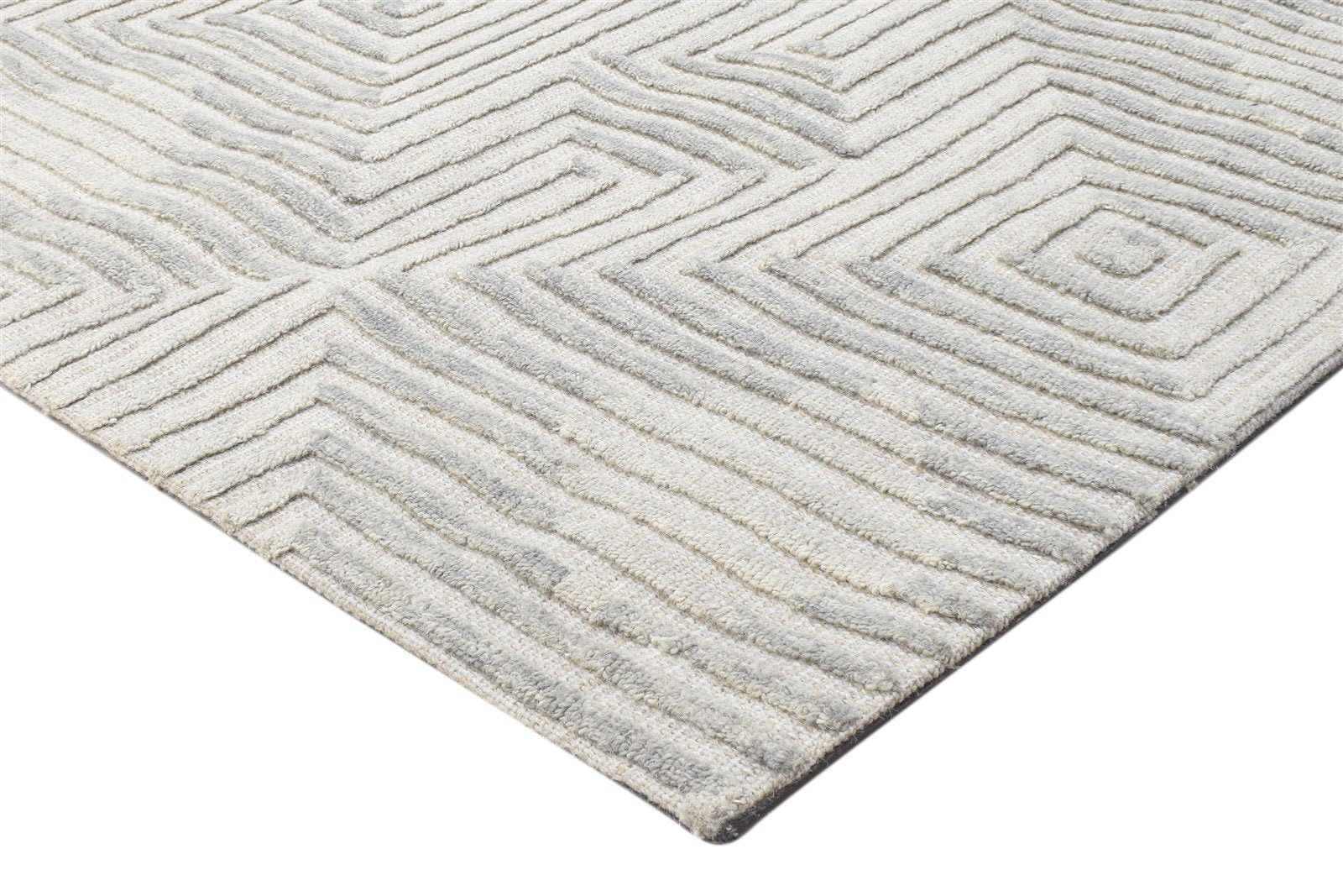 4' X 5' Rug Wool Grey Modern Hand Tufted Scandinavian Trellis Room Size Carpet 7864145969301