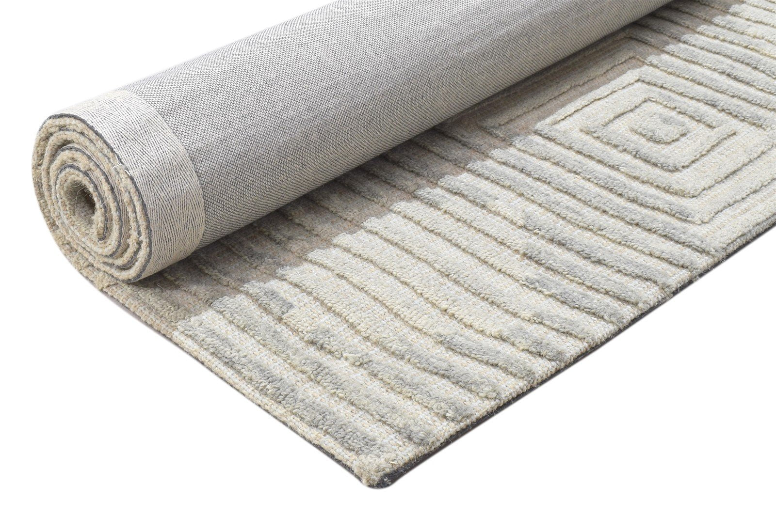 4' X 5' Rug Wool Grey Modern Hand Tufted Scandinavian Trellis Room Size Carpet 7864145969301
