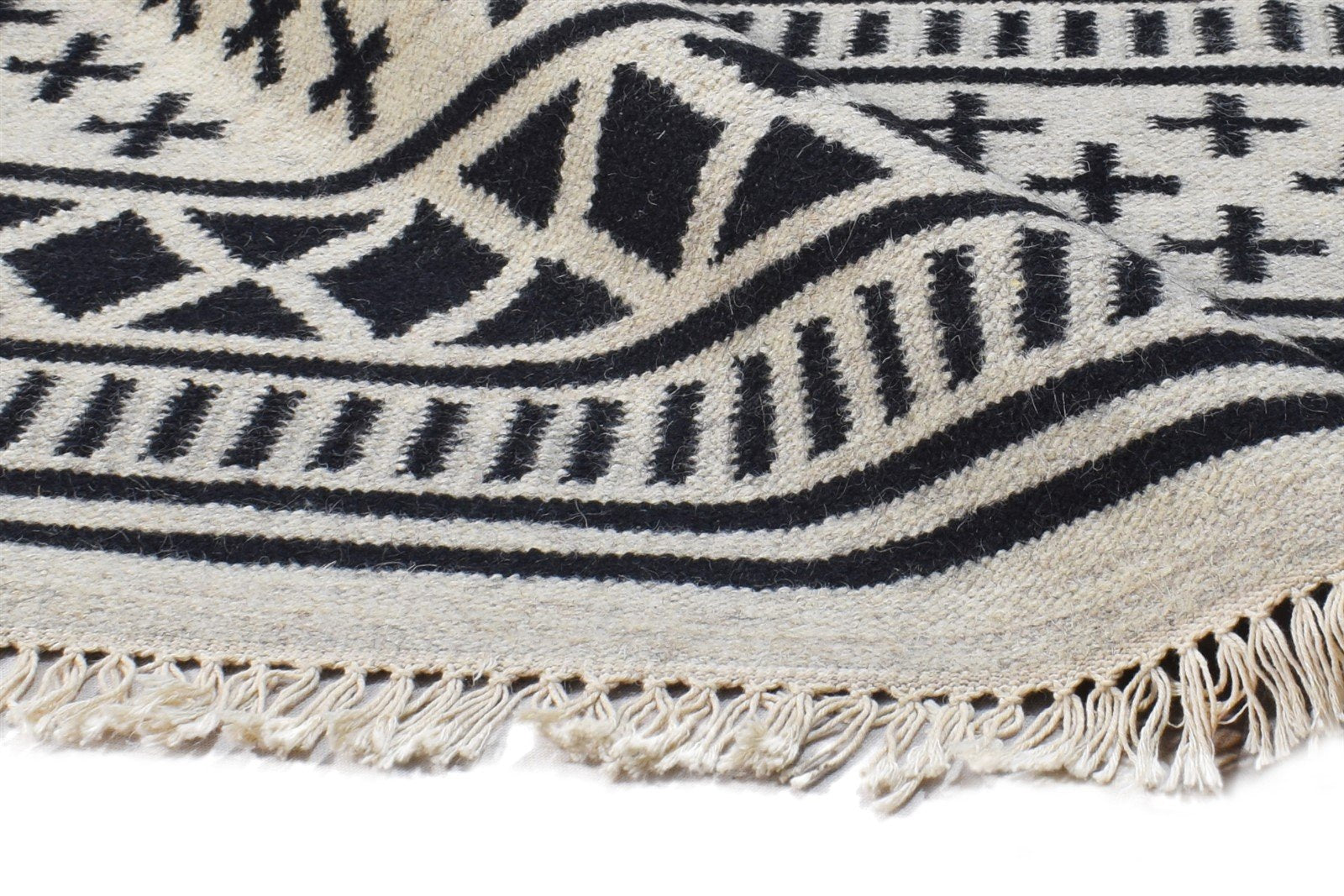 4' X 6' Rug Cotton Black Southwestern Dhurrie American Tribal Room Size Carpet 7865004621973