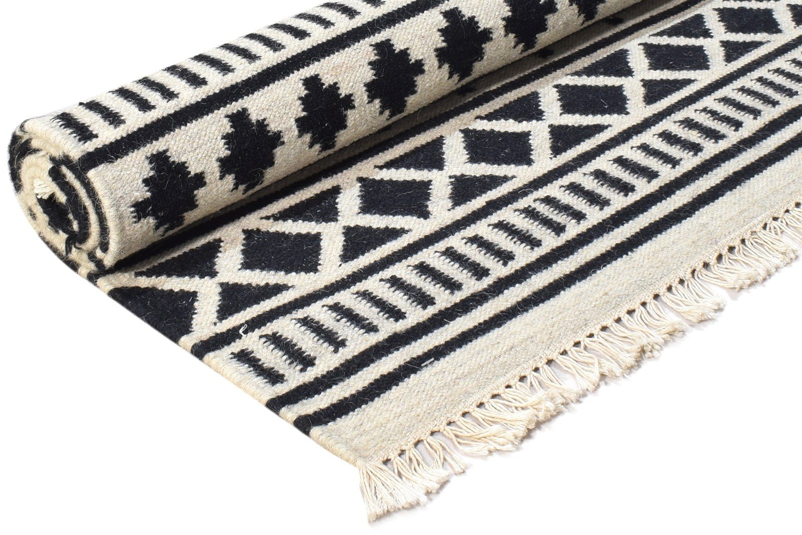 4' X 6' Rug Cotton Black Southwestern Dhurrie American Tribal Room Size Carpet 7865004621973