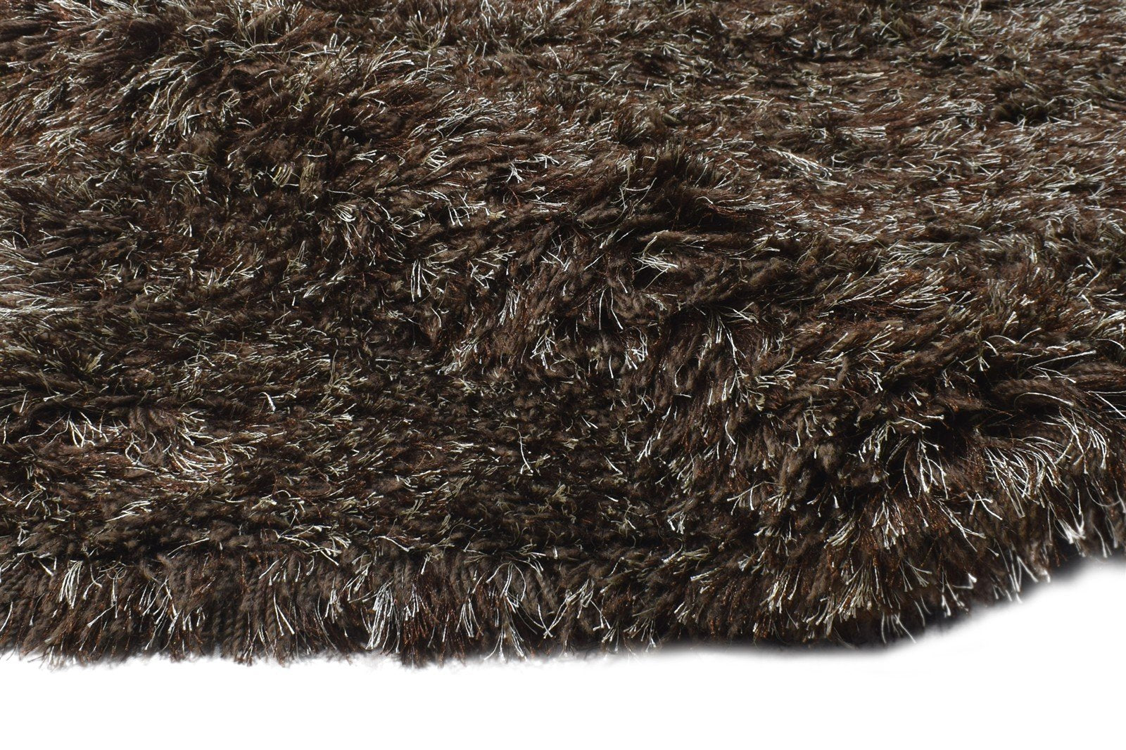 4' X 6' Rug Polyester Brown Shag Hand Woven Scandinavian Solid Room Size Carpet 7865109872789