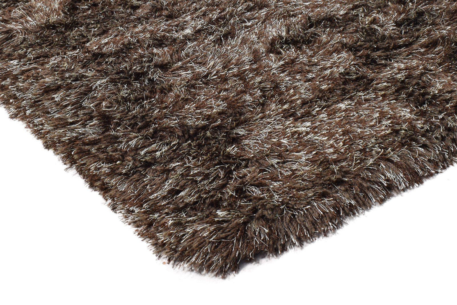 4' X 6' Rug Polyester Brown Shag Hand Woven Scandinavian Solid Room Size Carpet 7865109872789