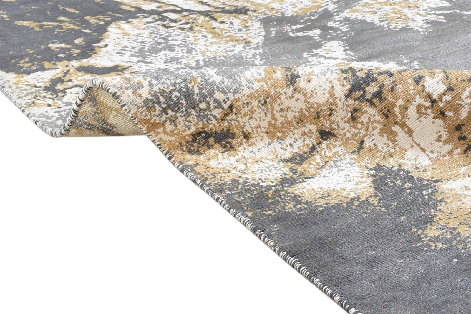 Lucina 4' X 6' Rug Silk Dark Grey Modern Hand Woven Indian Abstract 7864162648213