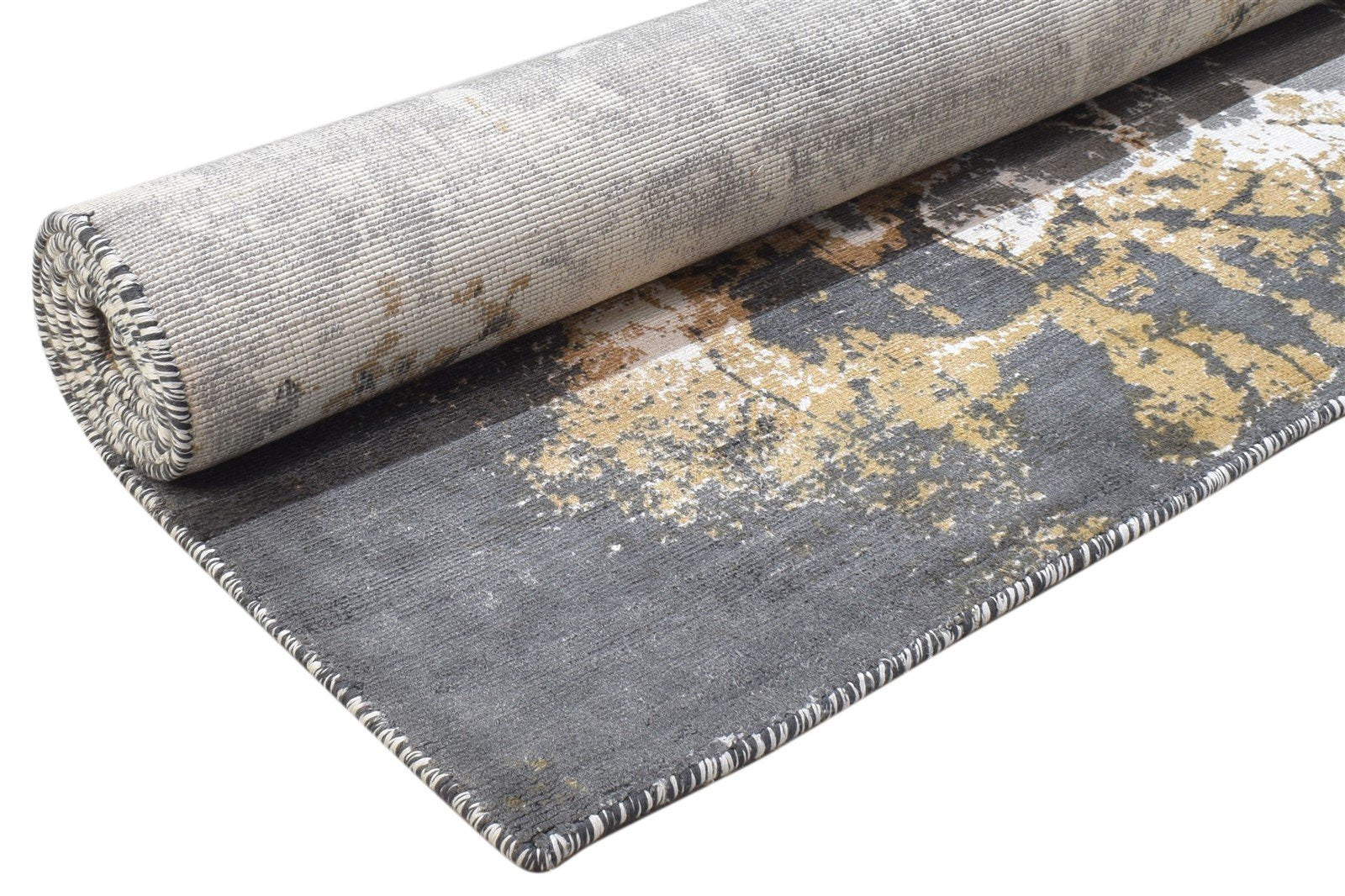 Lucina 4' X 6' Rug Silk Dark Grey Modern Hand Woven Indian Abstract 7864162648213