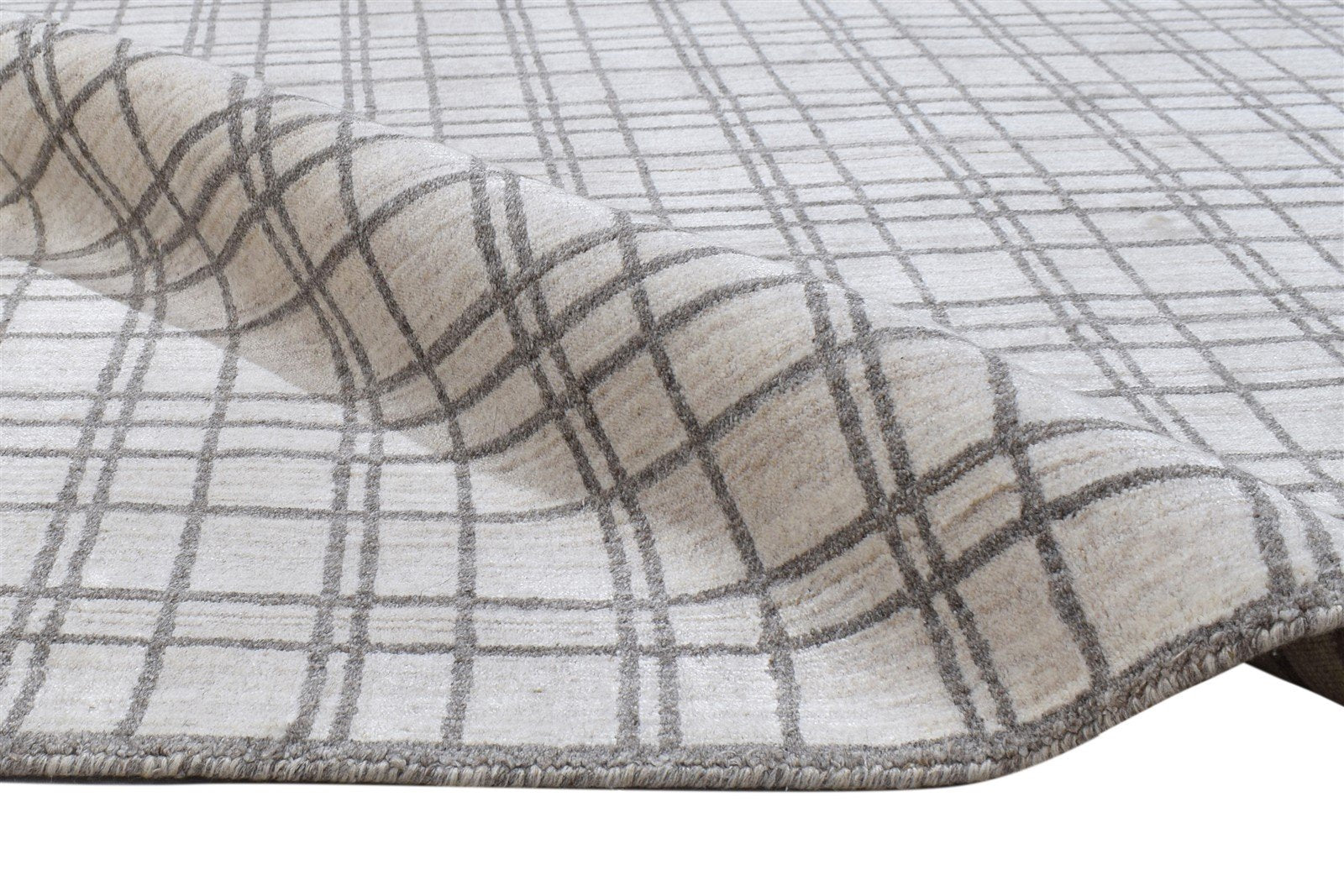 4' X 6' Rug Silk Sand Modern Handloom Scandinavian Plaids Room Size Carpet 7864159109269