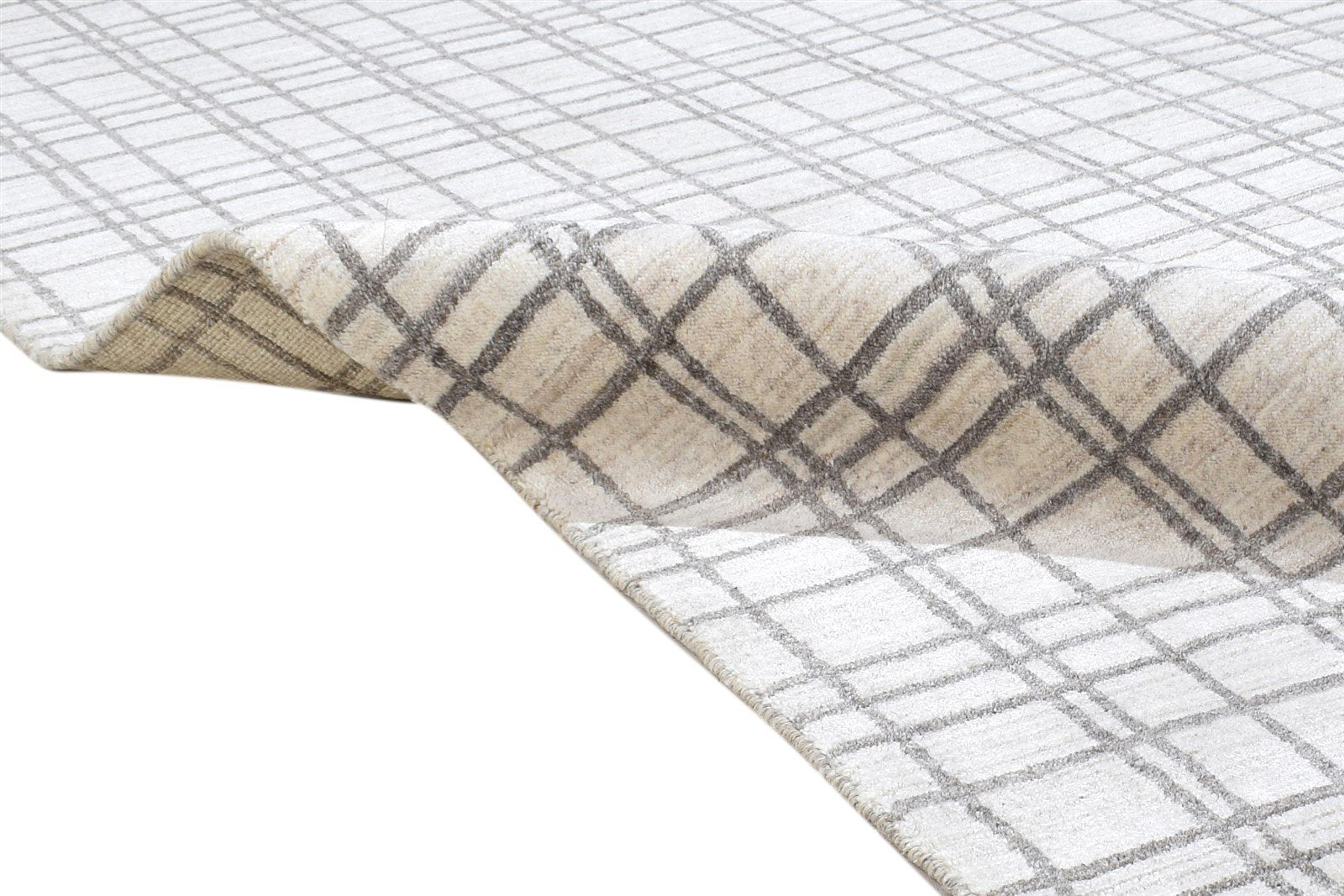 4' X 6' Rug Silk Sand Modern Handloom Scandinavian Plaids Room Size Carpet 7864159109269