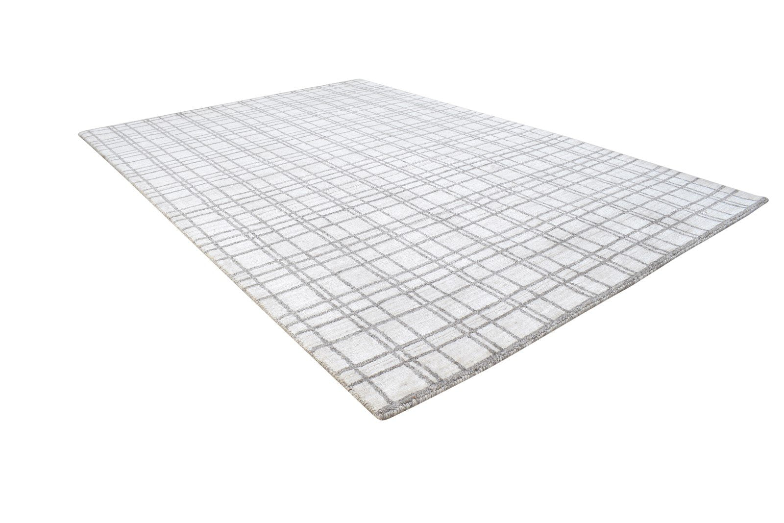 4' X 6' Rug Silk Sand Modern Handloom Scandinavian Plaids Room Size Carpet 7864159109269
