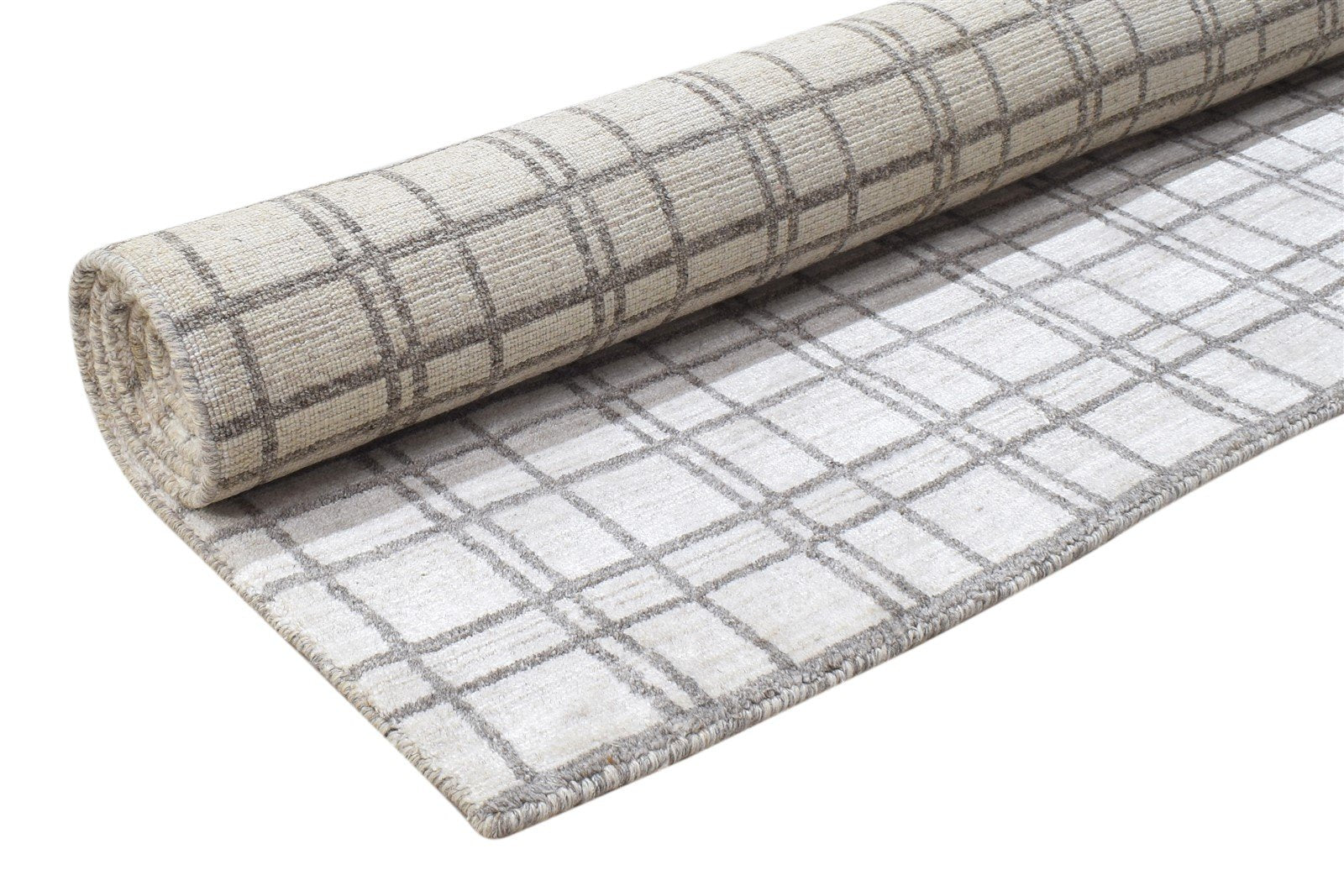 4' X 6' Rug Silk Sand Modern Handloom Scandinavian Plaids Room Size Carpet 7864159109269