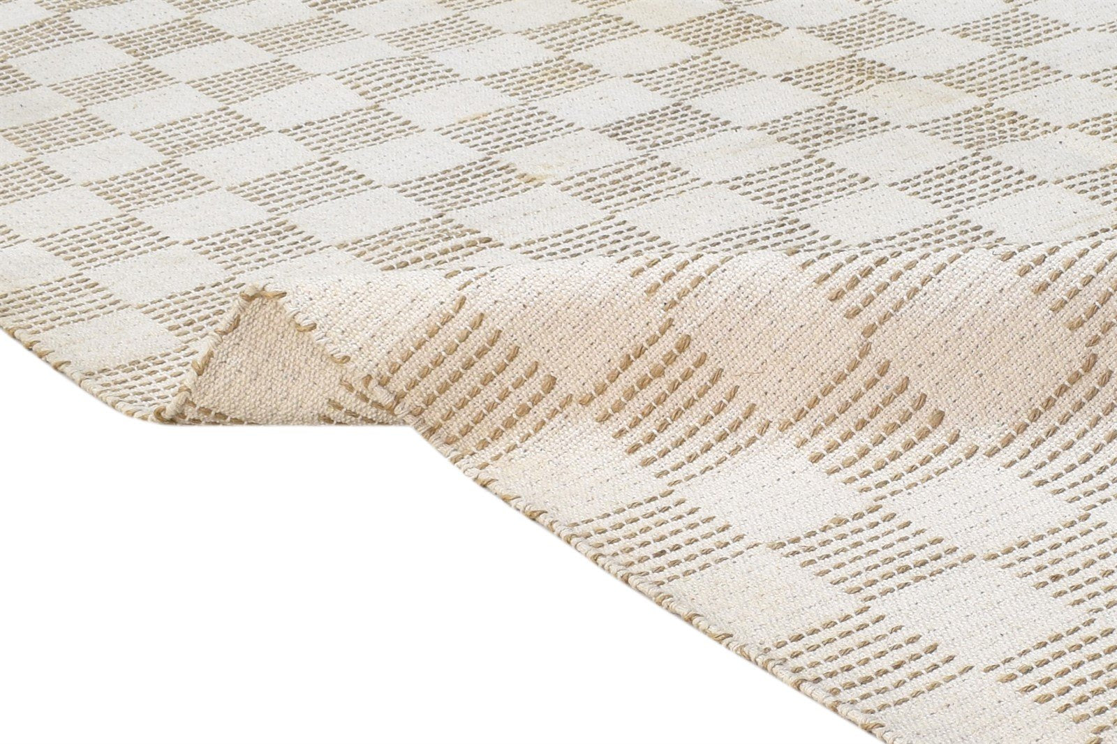 4' X 6' Rug Wool Beige Modern Dhurrie Scandinavian Geometric Room Size Carpet 7864673534101