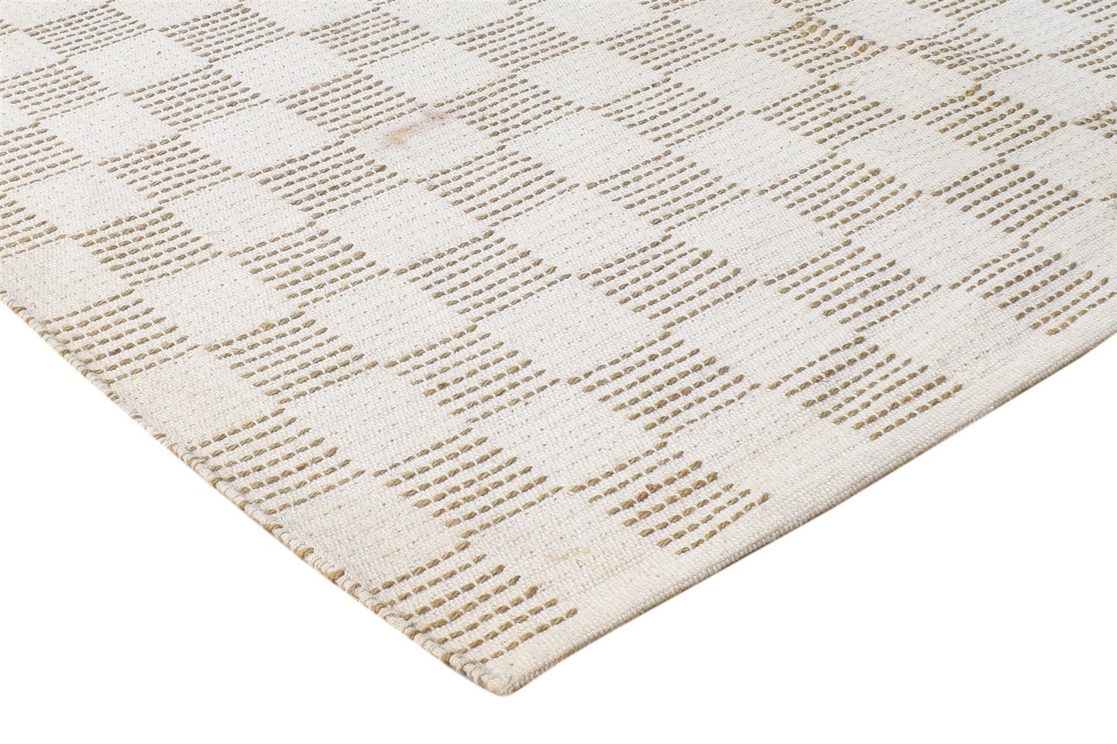 4' X 6' Rug Wool Beige Modern Dhurrie Scandinavian Geometric Room Size Carpet 7864673534101