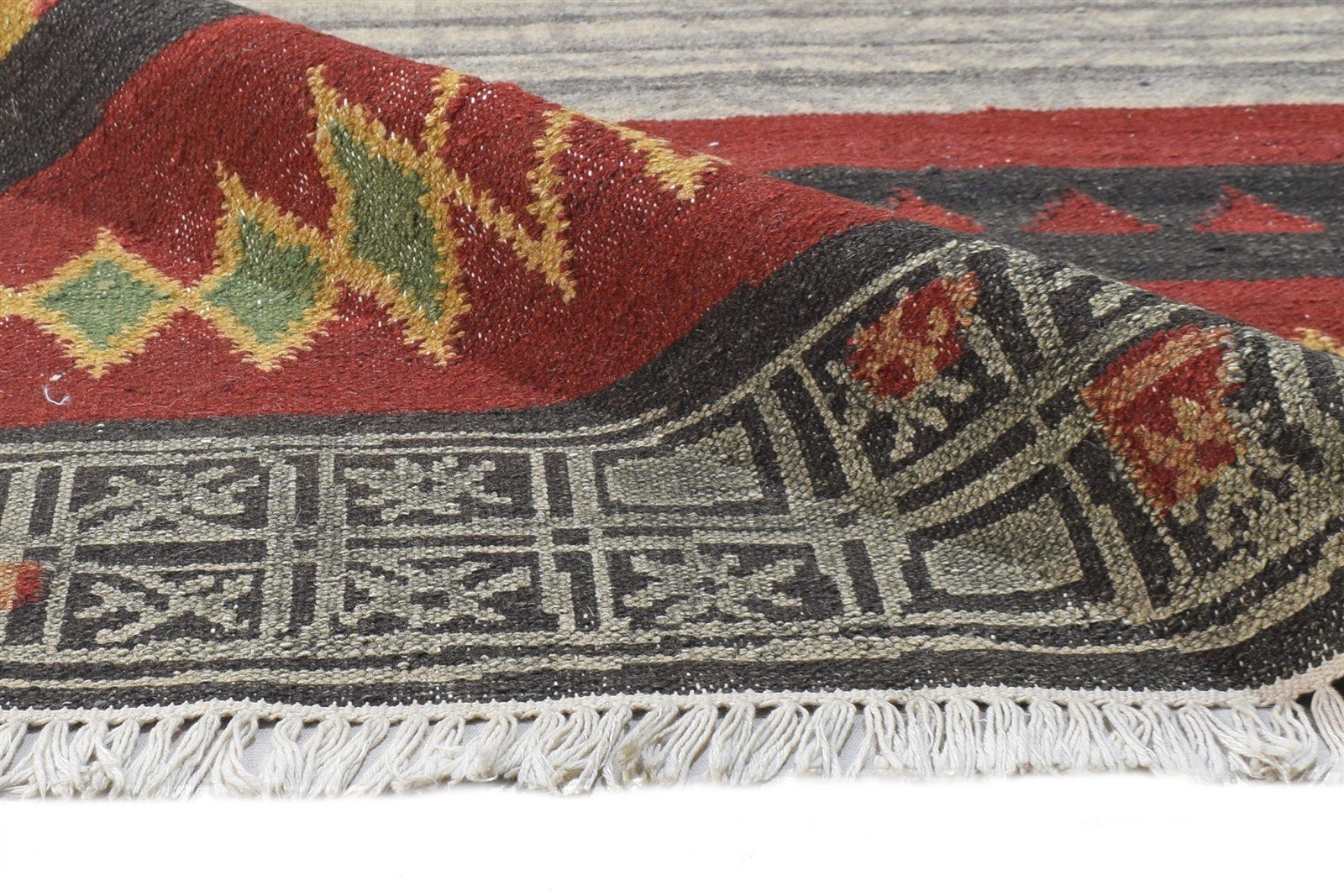 4' X 6' Rug Wool Beige Modern Dhurrie Scandinavian Tribal Room Size Carpet 7864673304725