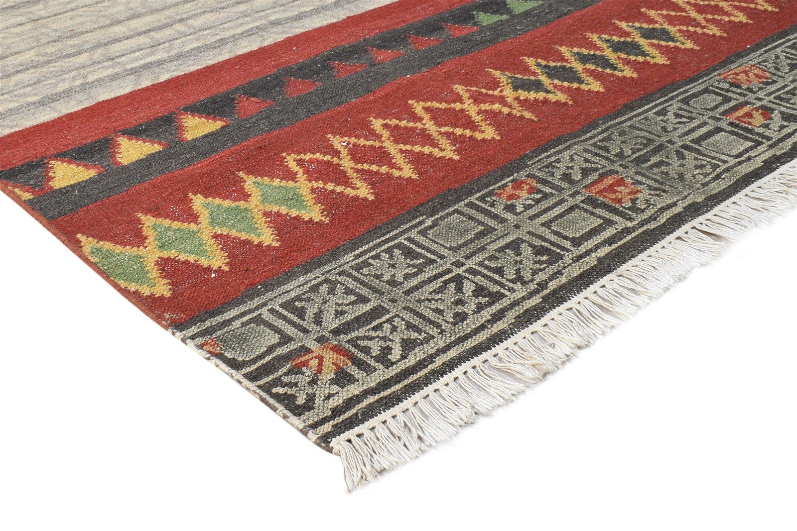 4' X 6' Rug Wool Beige Modern Dhurrie Scandinavian Tribal Room Size Carpet 7864673304725