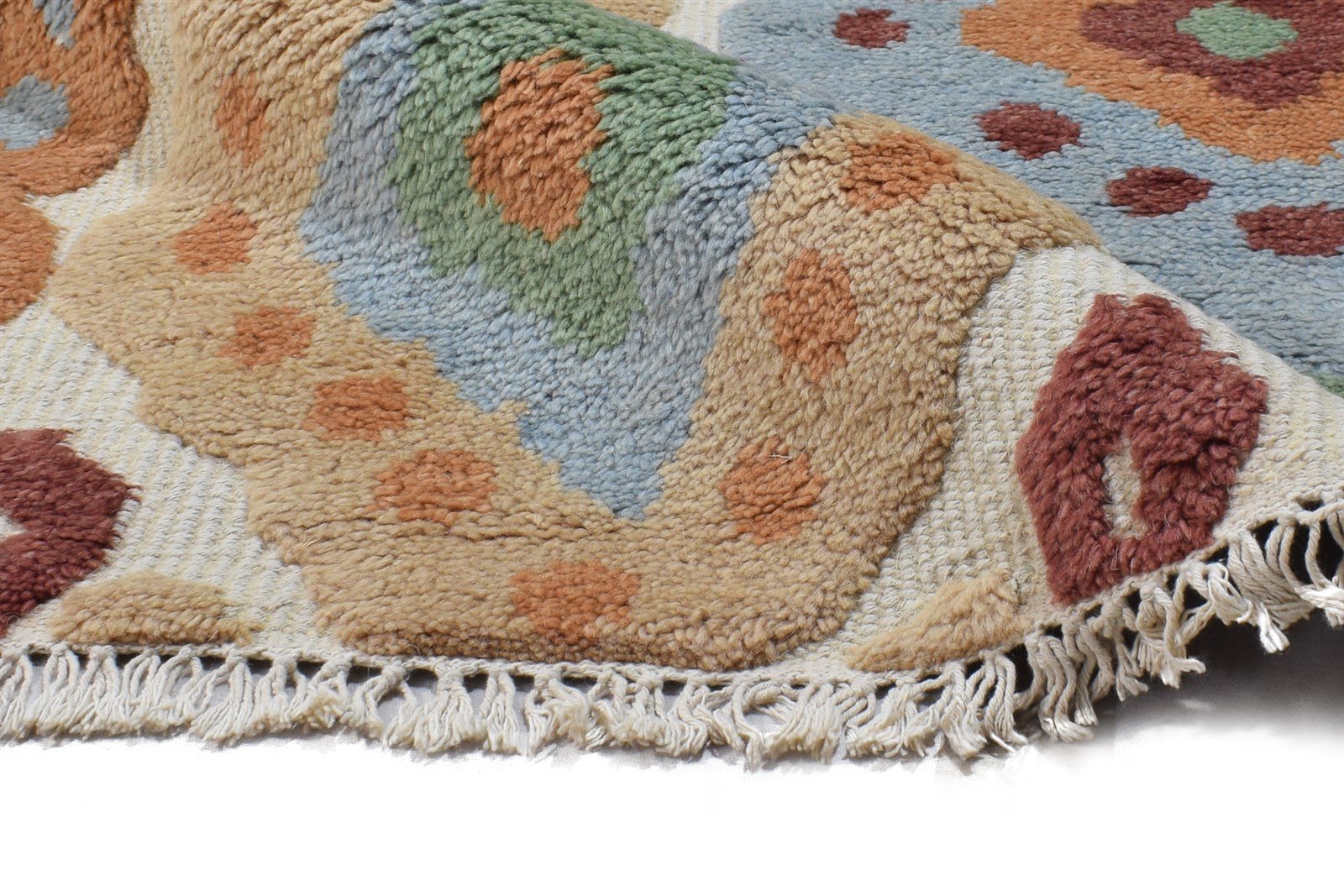 4' X 6' Rug Wool Beige Modern Hand Knotted European Ikat Room Size Carpet 7865003147413