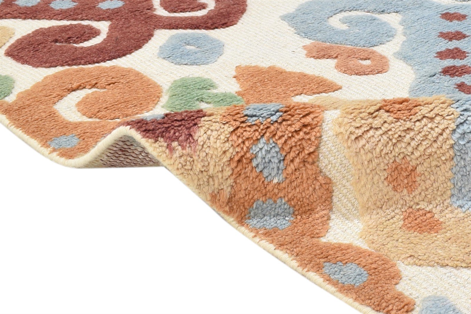 4' X 6' Rug Wool Beige Modern Hand Knotted European Ikat Room Size Carpet 7865003147413