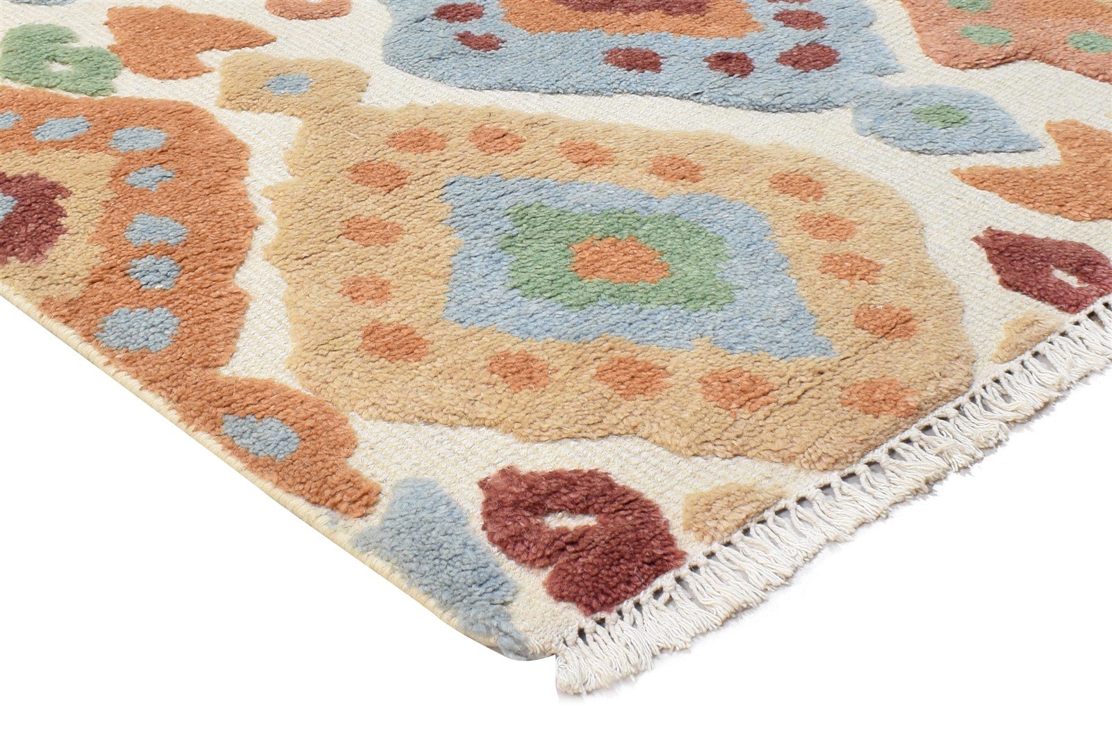 4' X 6' Rug Wool Beige Modern Hand Knotted European Ikat Room Size Carpet 7865003147413