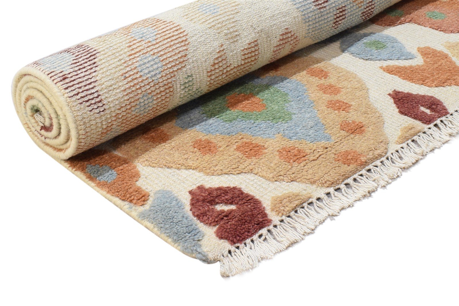 4' X 6' Rug Wool Beige Modern Hand Knotted European Ikat Room Size Carpet 7865003147413