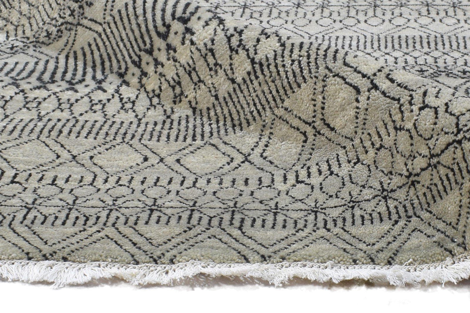Audrie 4' X 6' Rug Wool Beige Modern Hand Knotted Scandinavian Trellis 7864980144277