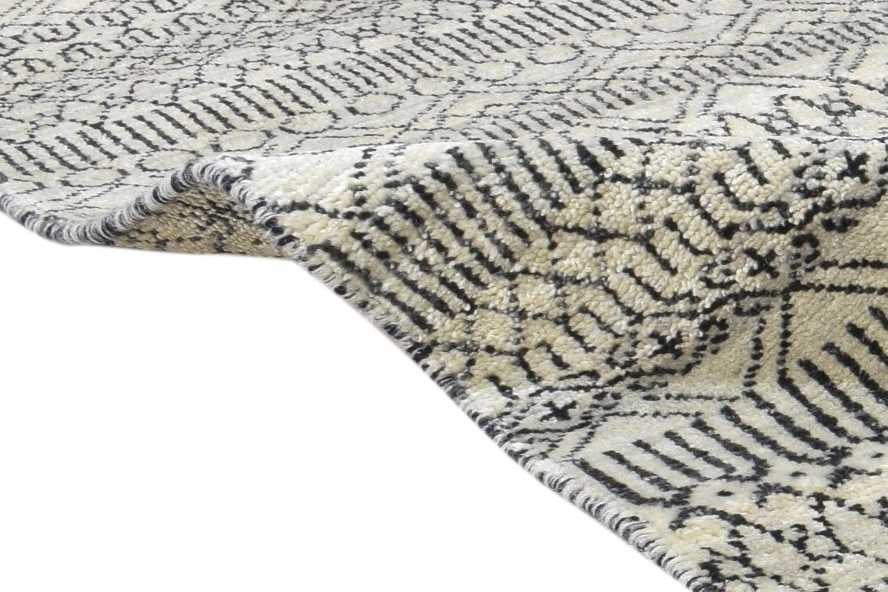 Audrie 4' X 6' Rug Wool Beige Modern Hand Knotted Scandinavian Trellis 7864980144277