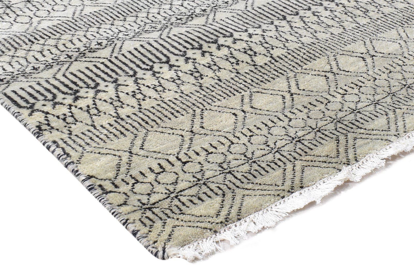 Audrie 4' X 6' Rug Wool Beige Modern Hand Knotted Scandinavian Trellis 7864980144277