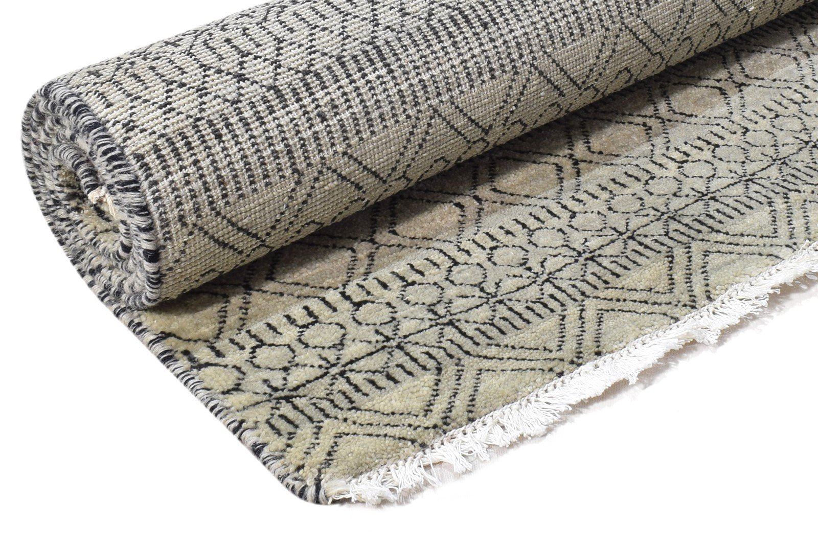 Audrie 4' X 6' Rug Wool Beige Modern Hand Knotted Scandinavian Trellis 7864980144277