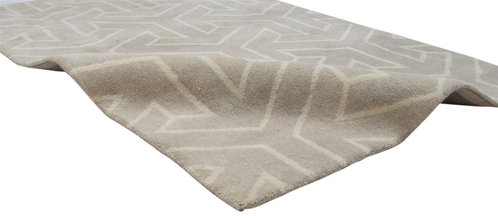 4' X 6' Rug Wool Beige Modern Hand Tufted Scandinavian Arrows Room Size Carpet 7860687995029