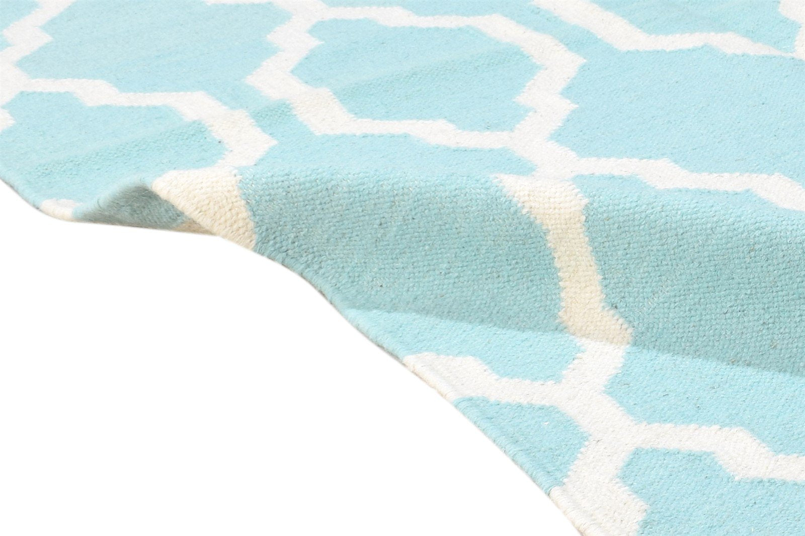 4' X 6' Rug Wool Blue Modern Dhurrie Moroccan Trellis Room Size Carpet 7864388452501