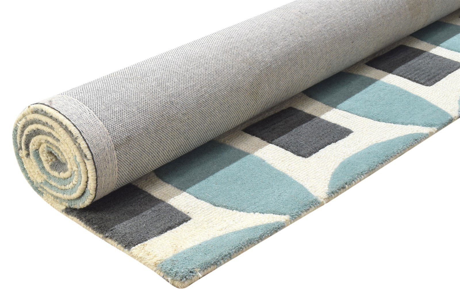 4' X 6' Rug Wool Blue Modern Hand Tufted Moroccan Geometric Room Size Carpet 7864308826261