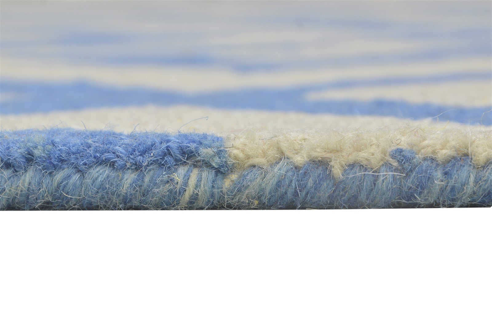 4' X 6' Rug Wool Blue Modern Hand Tufted Scandinavian Geometric Room Size Carpet 7864306860181