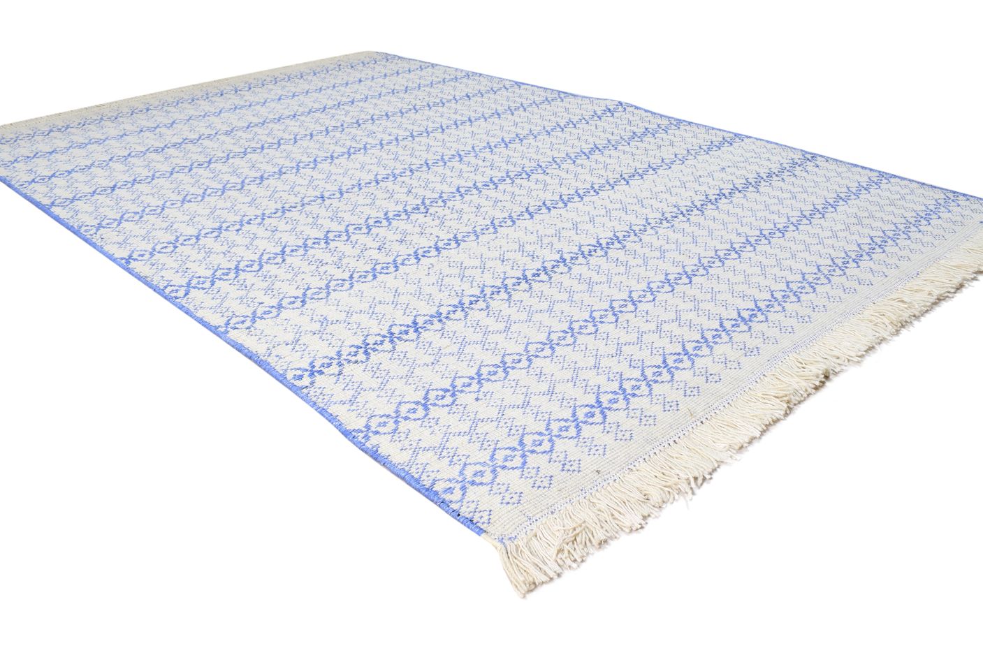 4' X 6' Rug Wool Blue Modern Handloom Moroccan Trellis Room Size Carpet 7865004458133