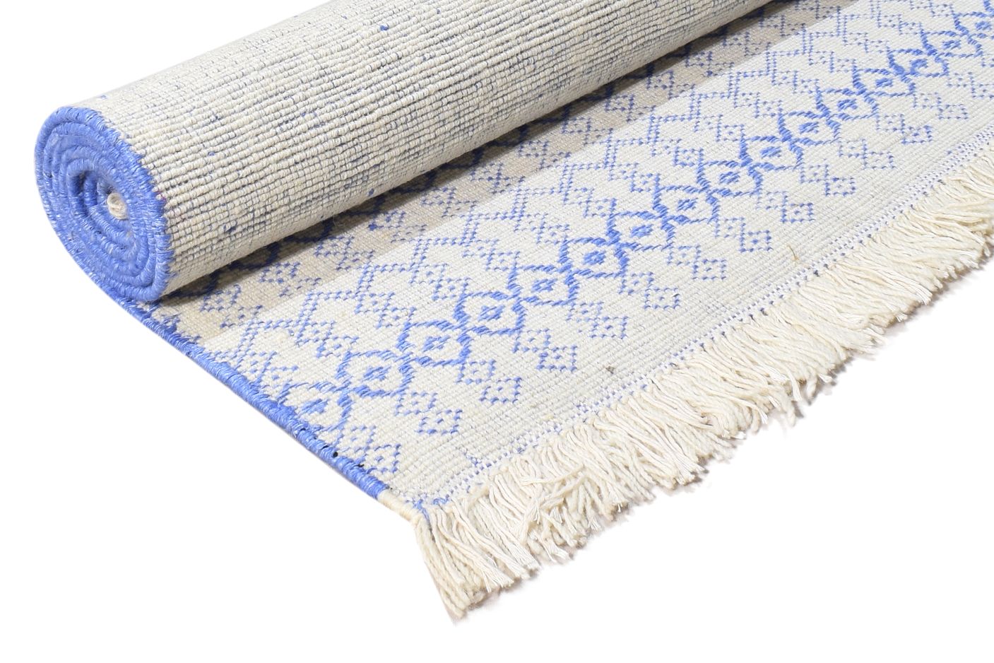 4' X 6' Rug Wool Blue Modern Handloom Moroccan Trellis Room Size Carpet 7865004458133