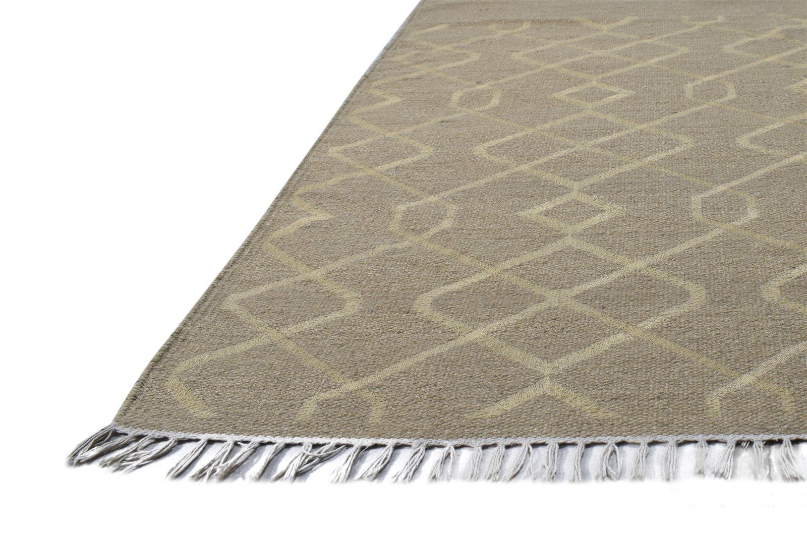 4' X 6' Rug Wool Brown Modern Dhurrie Scandinavian Nordic Room Size Carpet 7865142804629