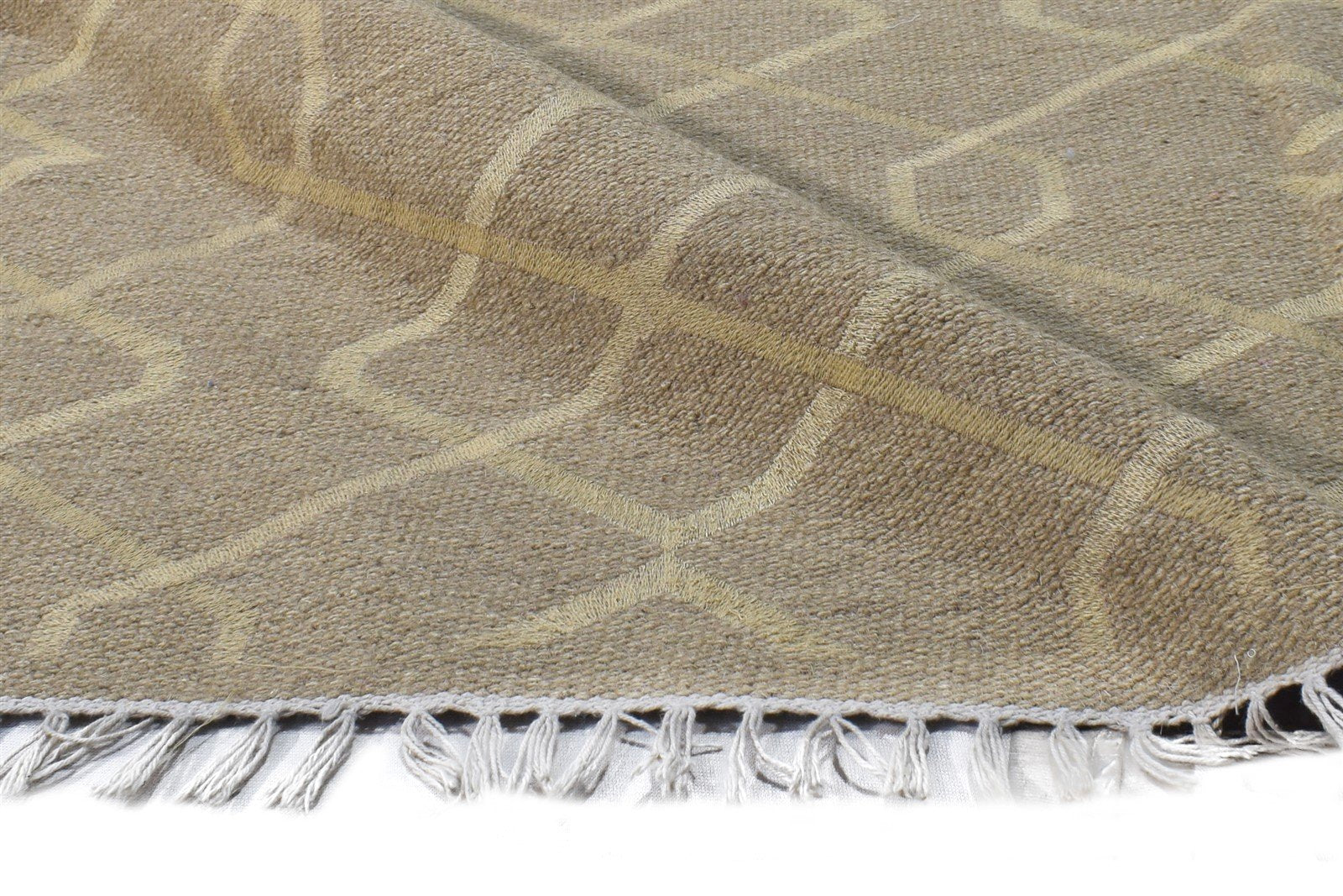 4' X 6' Rug Wool Brown Modern Dhurrie Scandinavian Nordic Room Size Carpet 7865142804629