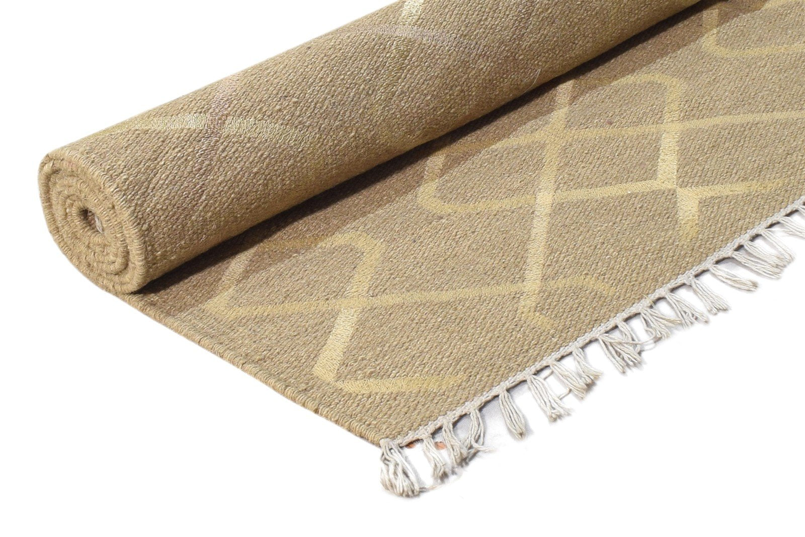 4' X 6' Rug Wool Brown Modern Dhurrie Scandinavian Nordic Room Size Carpet 7865142804629