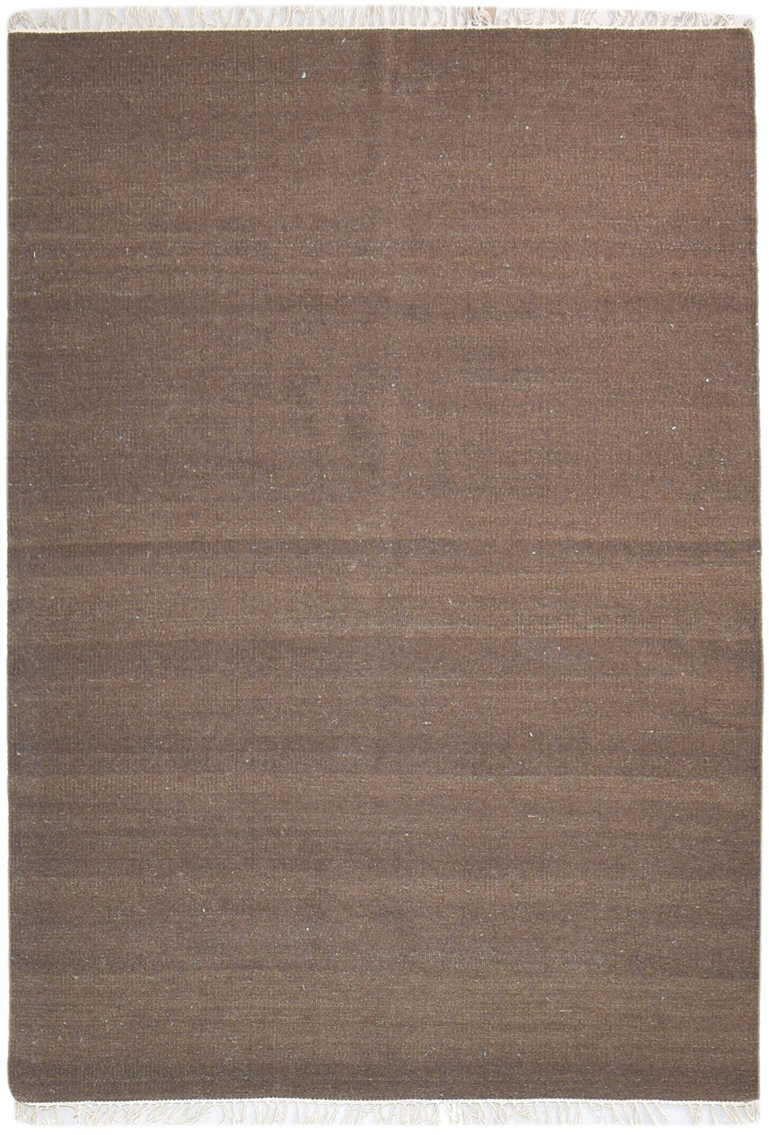 4' X 6' Rug Wool Brown Modern Dhurrie Scandinavian Solid Room Size Carpet 7864674418837