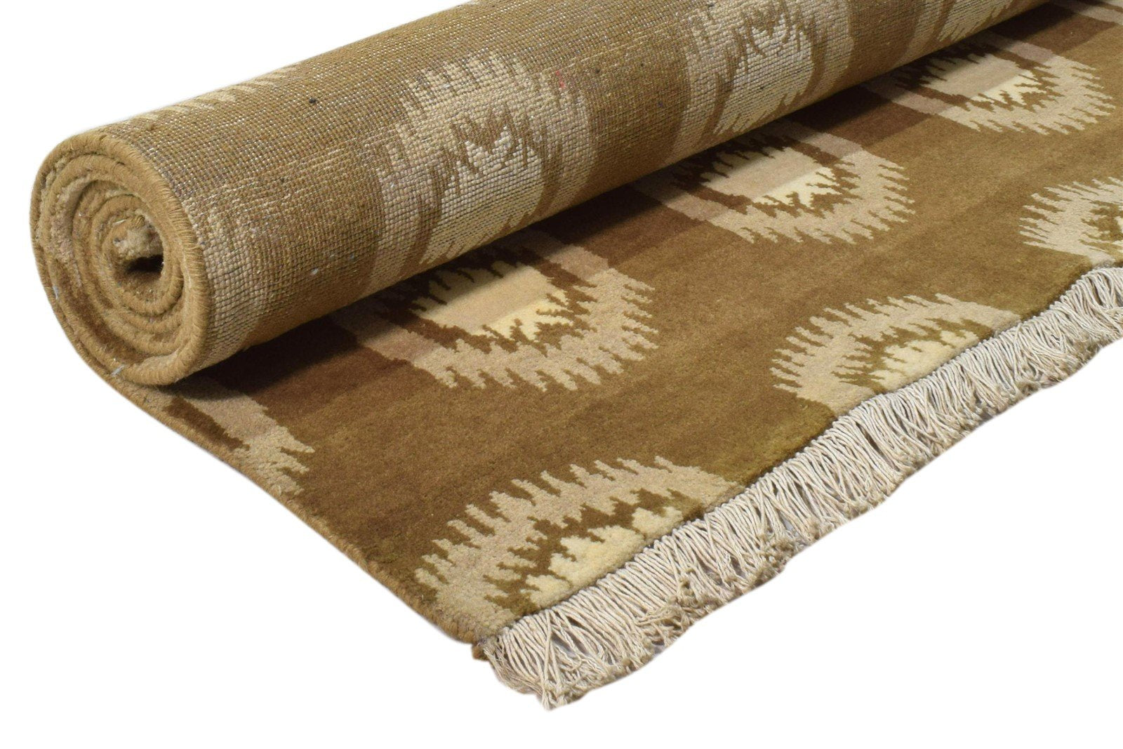 4' X 6' Rug Wool Brown Modern Hand Knotted Indian Circles Room Size Carpet 7860693336213