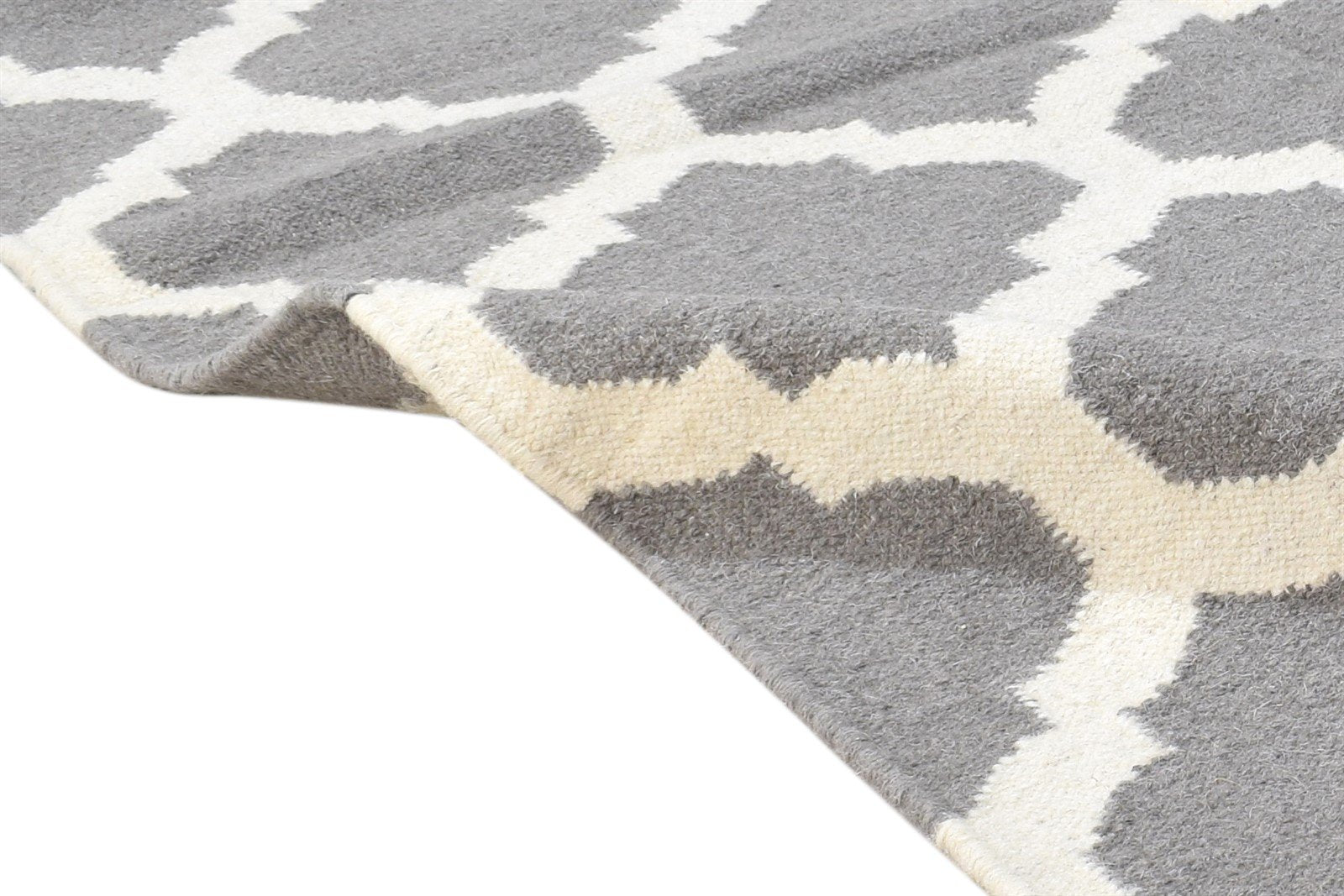 4' X 6' Rug Wool Dark Grey Modern Dhurrie Moroccan Trellis Room Size Carpet 7864389599381