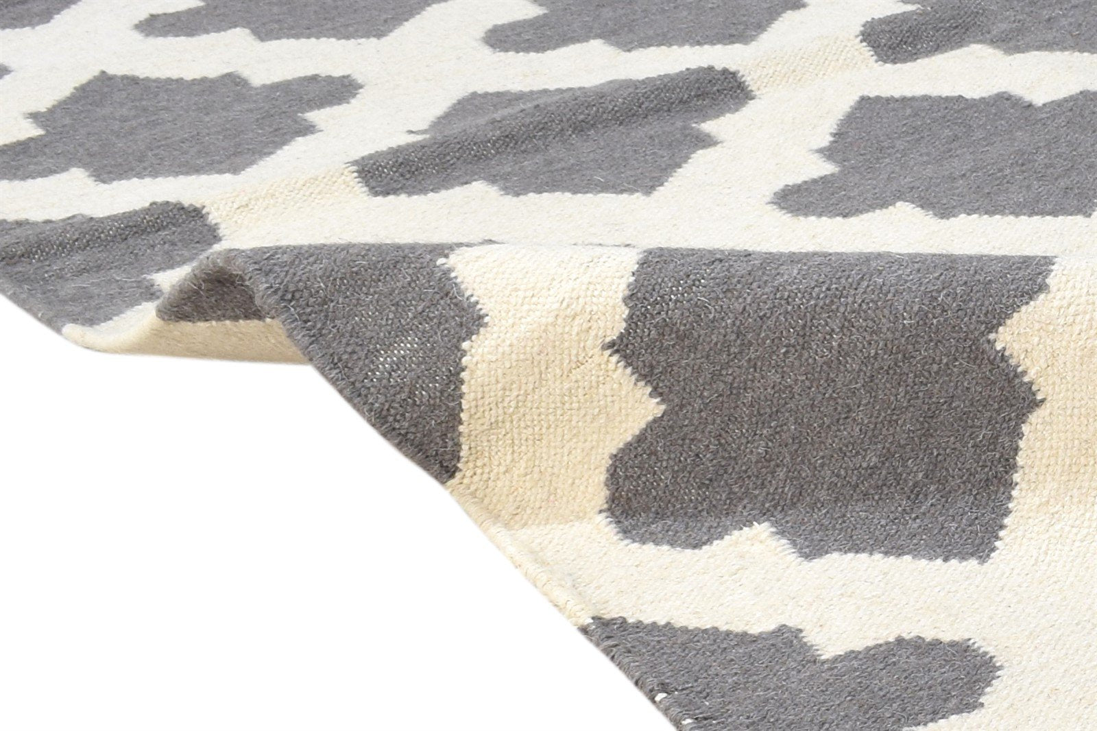 4' X 6' Rug Wool Dark Grey Modern Dhurrie Moroccan Trellis Room Size Carpet 7864394219669