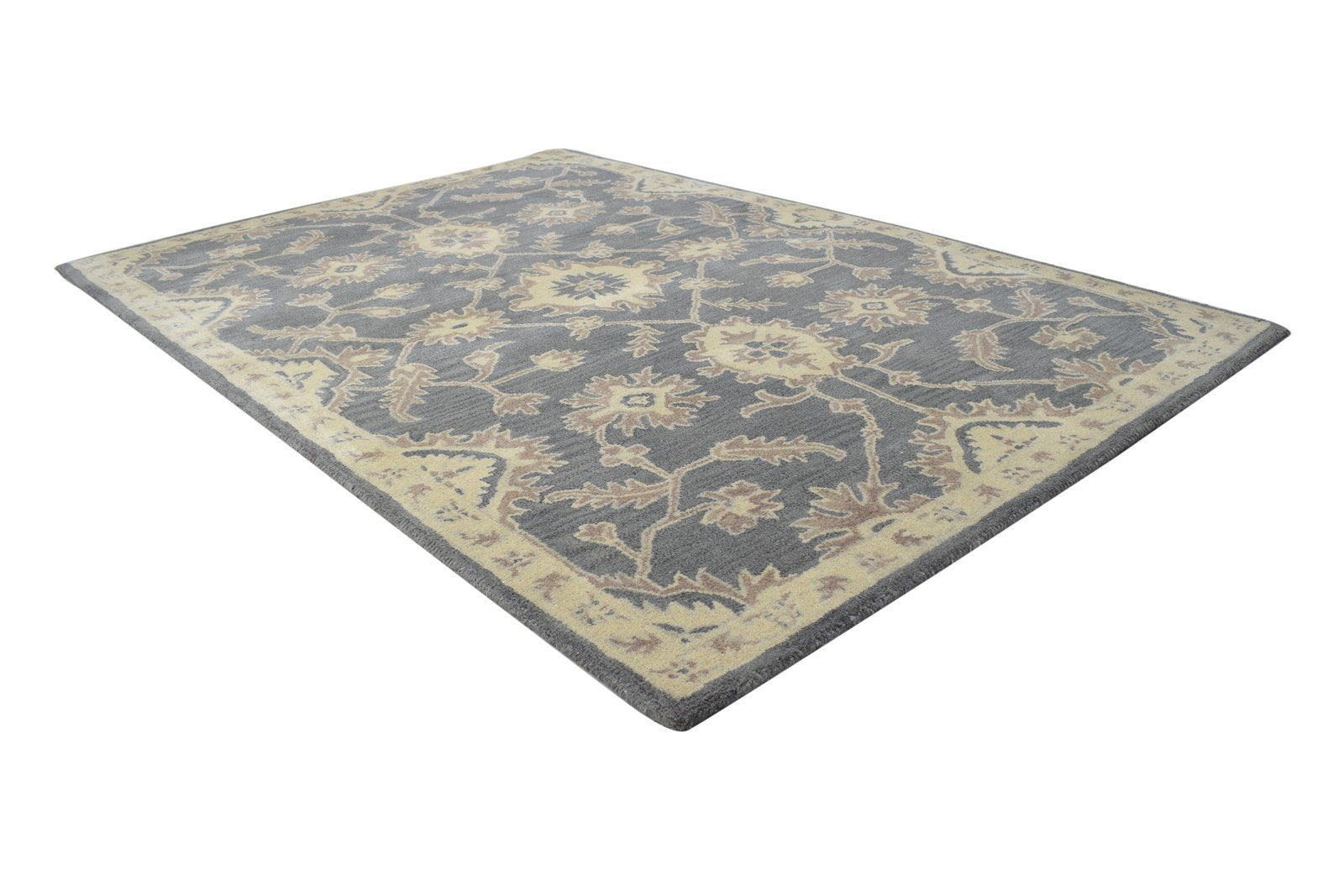 4' X 6' Rug Wool Dark Grey Persian Hand Tufted Oushak Oriental Room Size Carpet 7864306401429