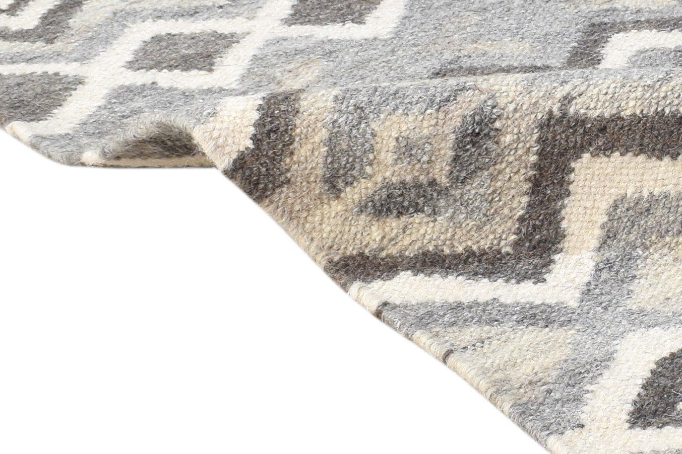 4' X 6' Rug Wool Grey Modern Dhurrie Scandinavian Striped Room Size Carpet 7864990531733